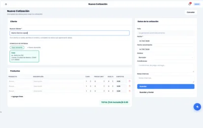 Sistema de cotizaciones de muebles salas comedores y recámaras Nsamble ERP